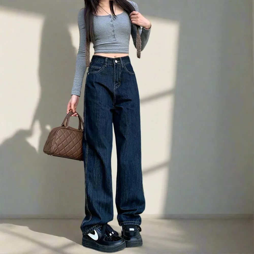 Acubi Dark Blue Wide Leg Jeans