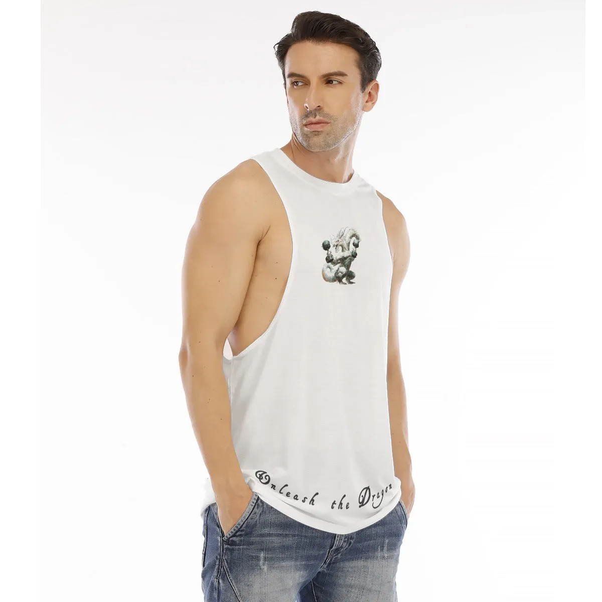 All-Over Print Men's O-neck Long Tank Top unleash the dragon
