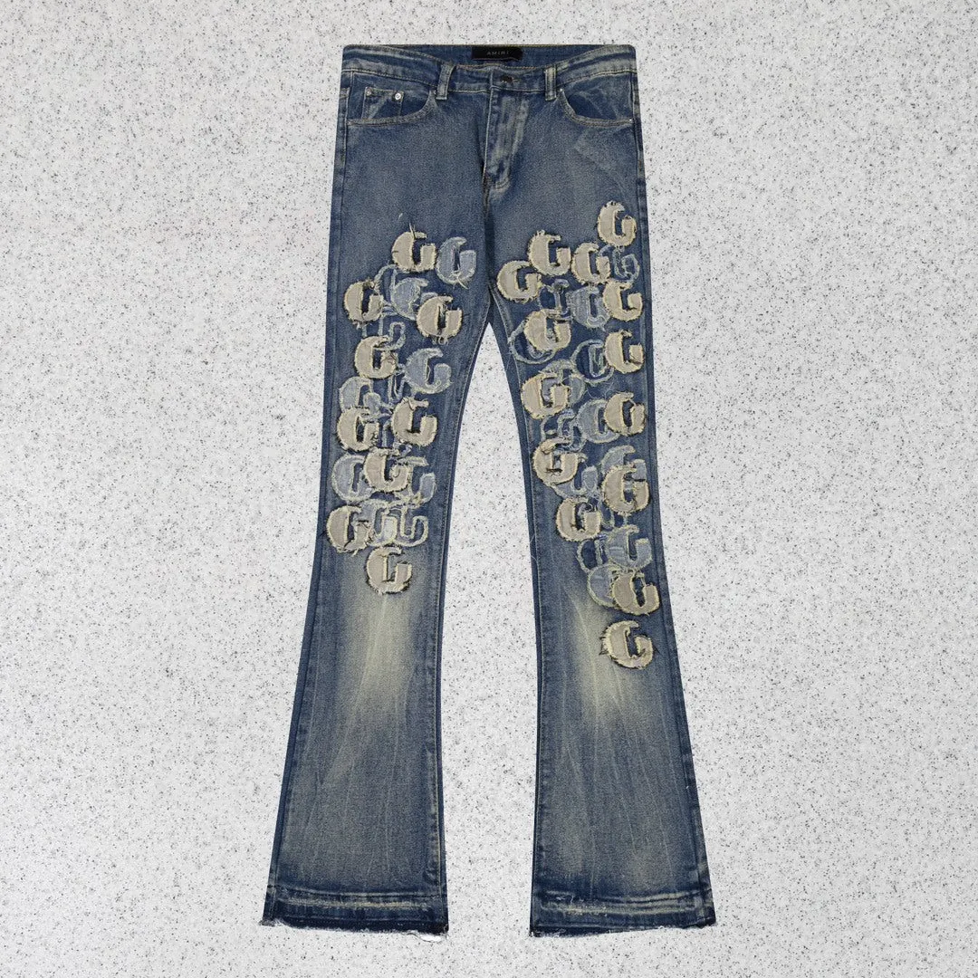 Amiri Jeans Trendy Sticker Embroidered Jeans