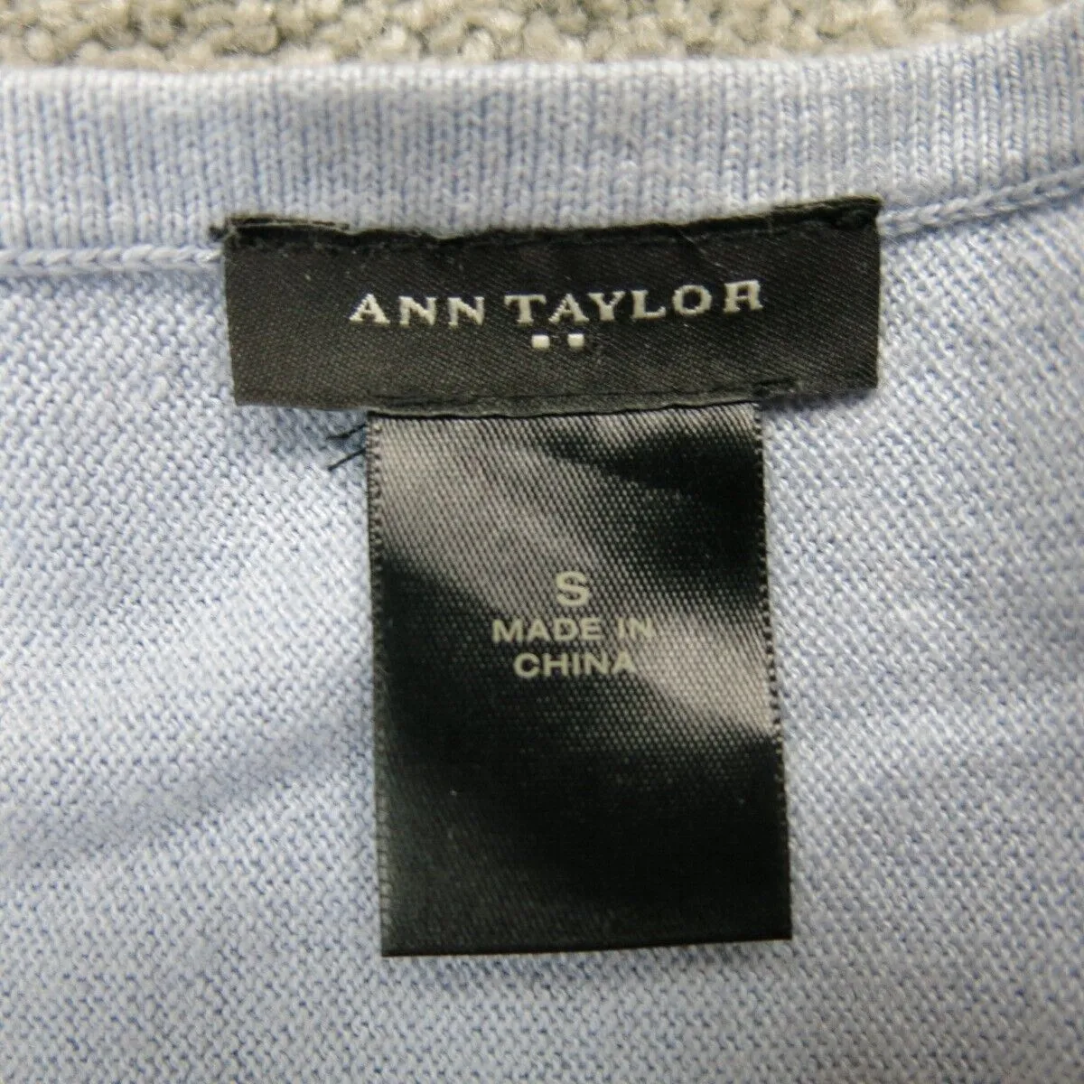 Ann Taylor Womens Striped Pullover Sweatshirt Long Sleeve Navy Blue Size Small