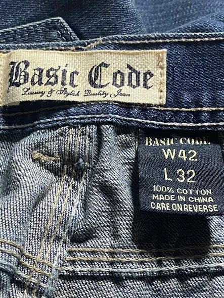 Basic Code Men's Vintage Medium Wash Straight Leg Jeans Blue (Size: 42 x 32) NWT