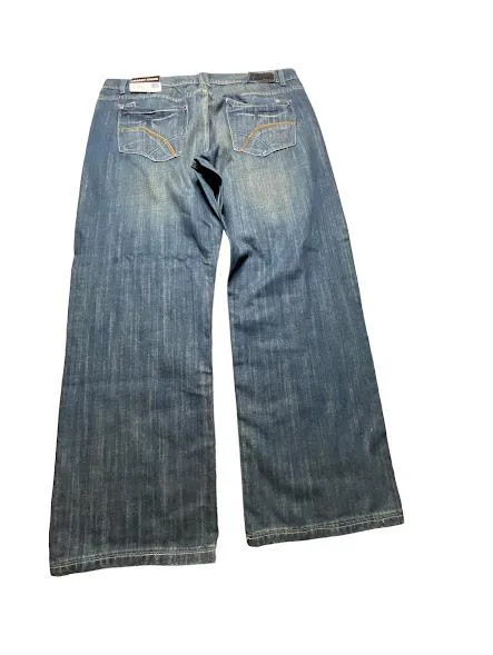 Basic Code Men's Vintage Medium Wash Straight Leg Jeans Blue (Size: 42 x 32) NWT