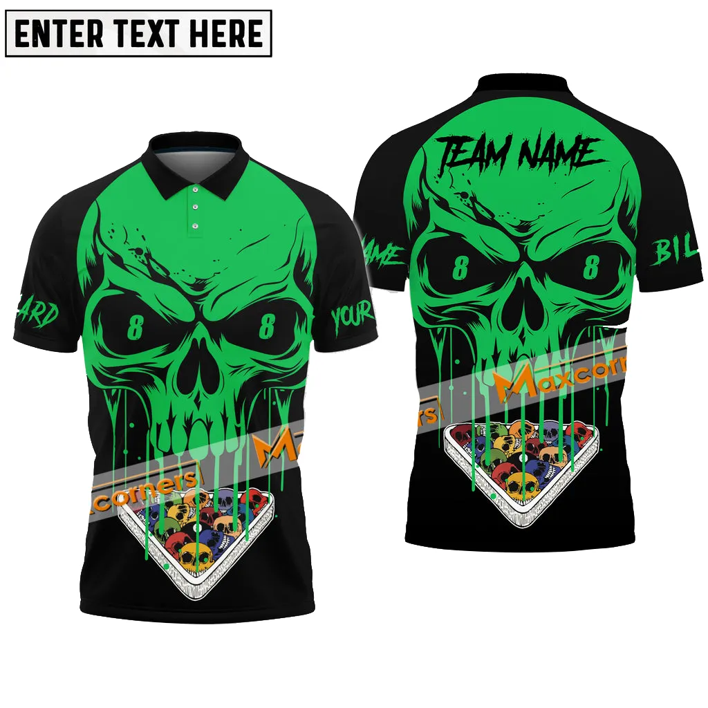 Billiards Skull Halloween Sport Jersey Multicolor Options Personalized Name, Team Name 3D Polo Shirt