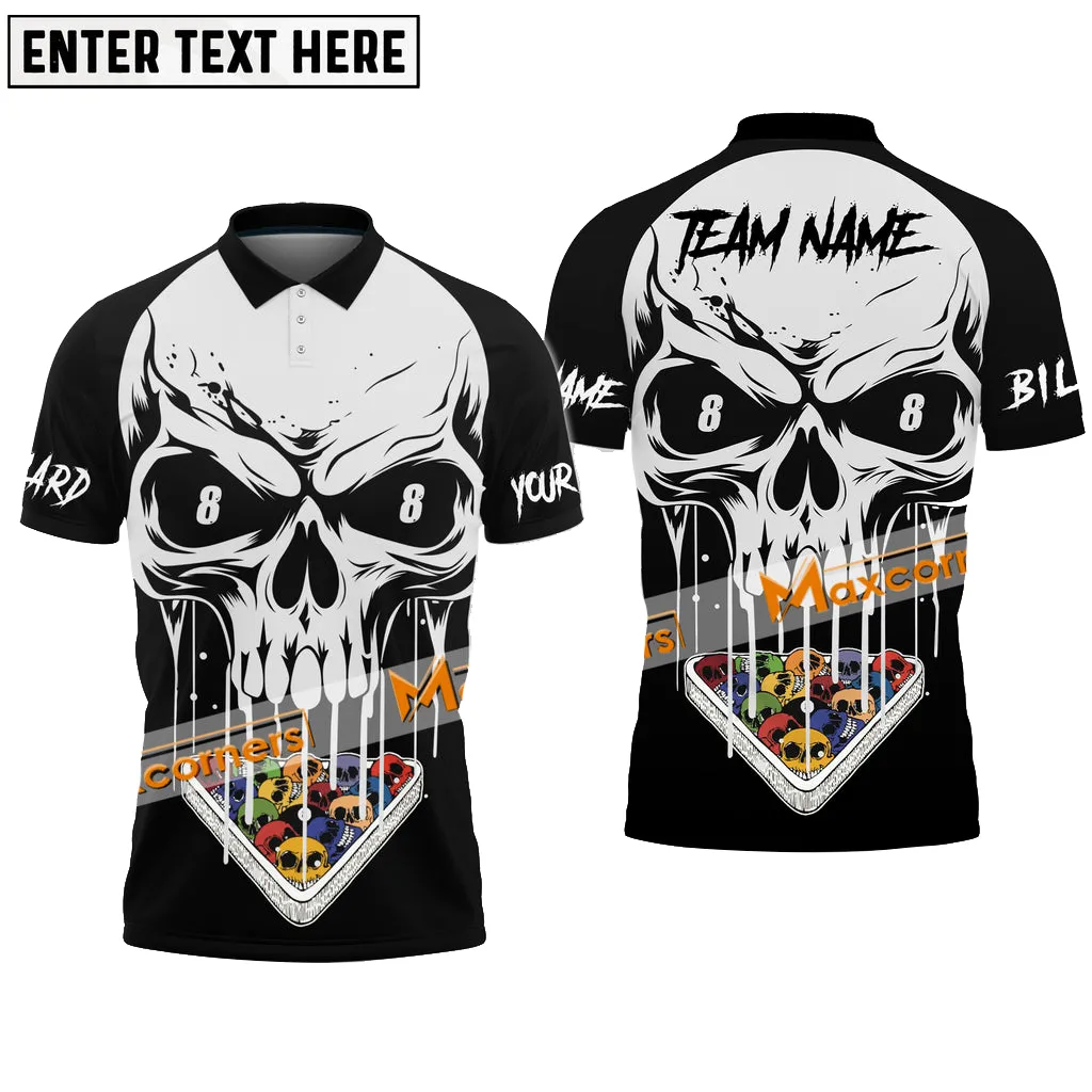 Billiards Skull Halloween Sport Jersey Multicolor Options Personalized Name, Team Name 3D Polo Shirt