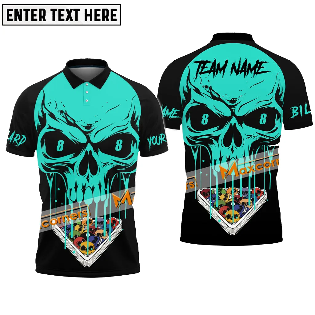 Billiards Skull Halloween Sport Jersey Multicolor Options Personalized Name, Team Name 3D Polo Shirt