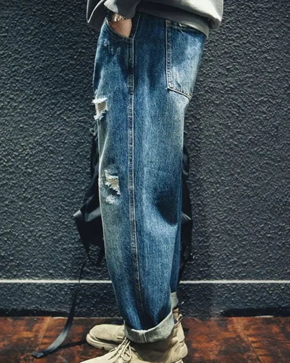 【BLUE LABEL】Ripped Straight Jeans P0019
