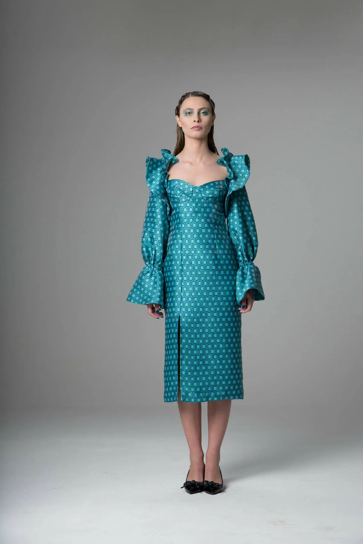 Blue Sunny Ruffle Dress