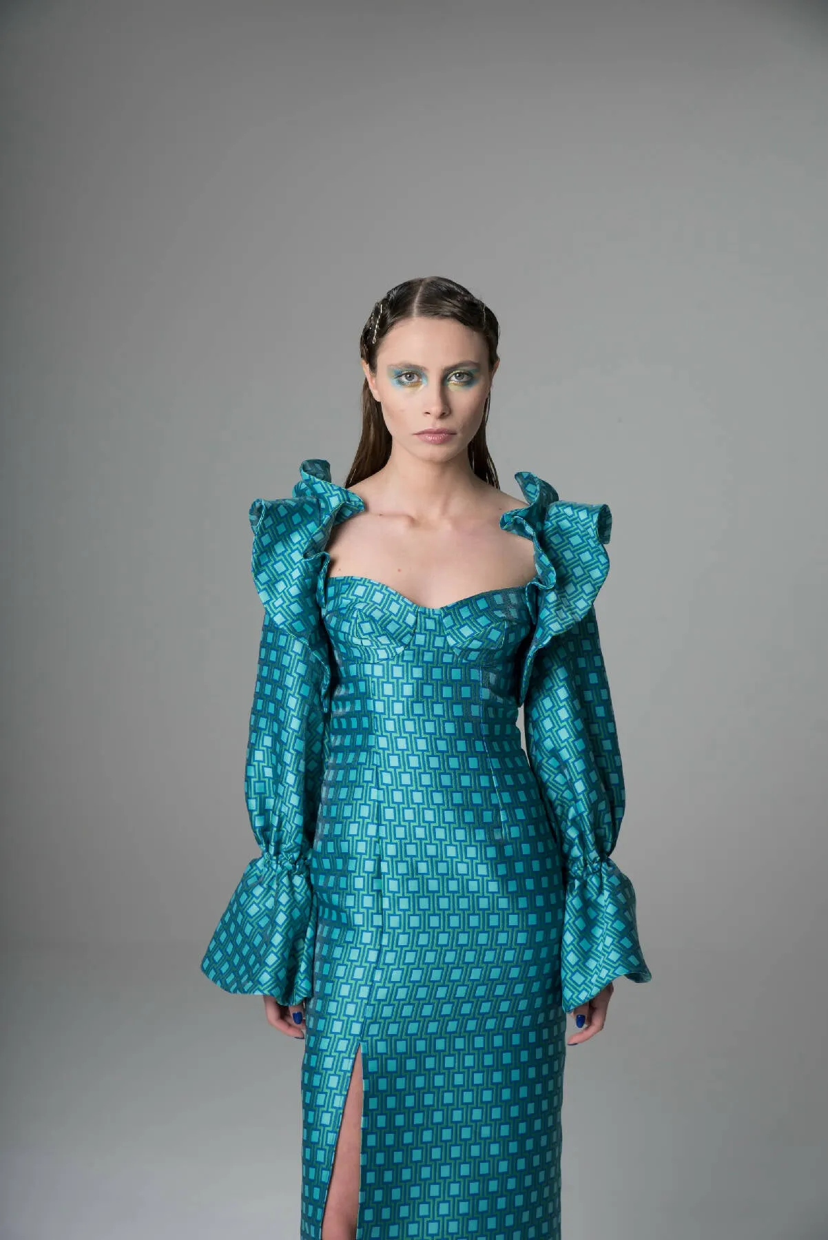 Blue Sunny Ruffle Dress