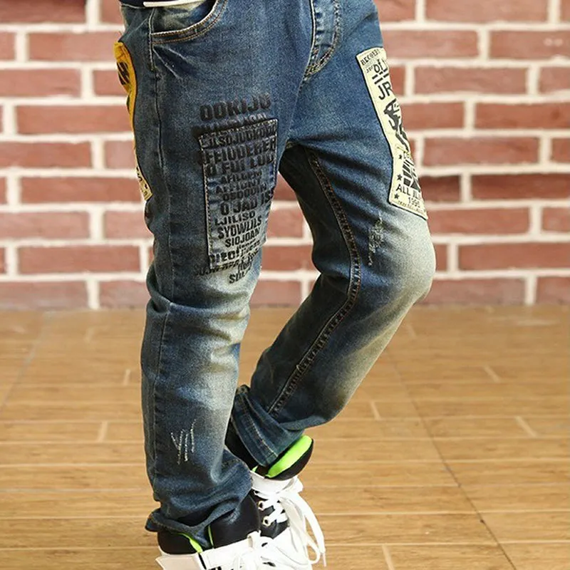 Boys Jeans Pant Printed Pocket, Children Jeans For Boys