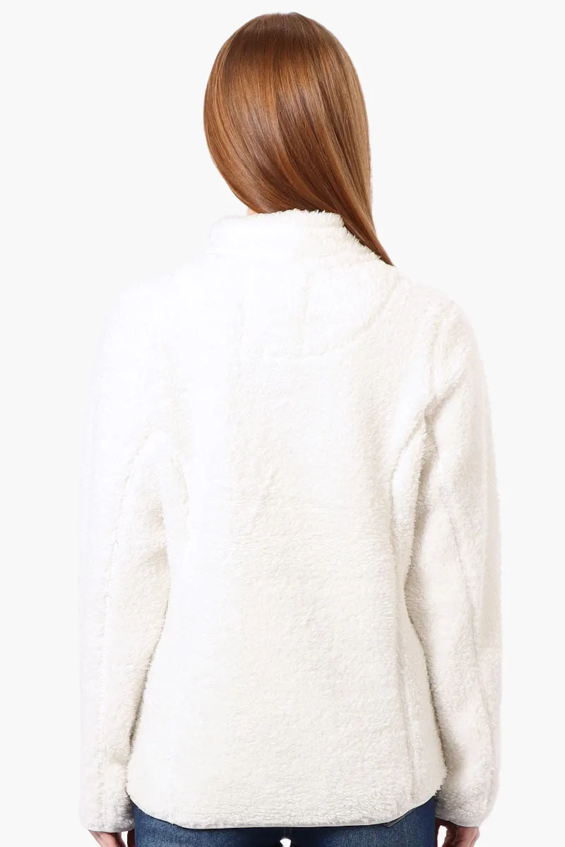 Canada Weather Gear 1/4 Zip Sherpa Pullover Sweater - White