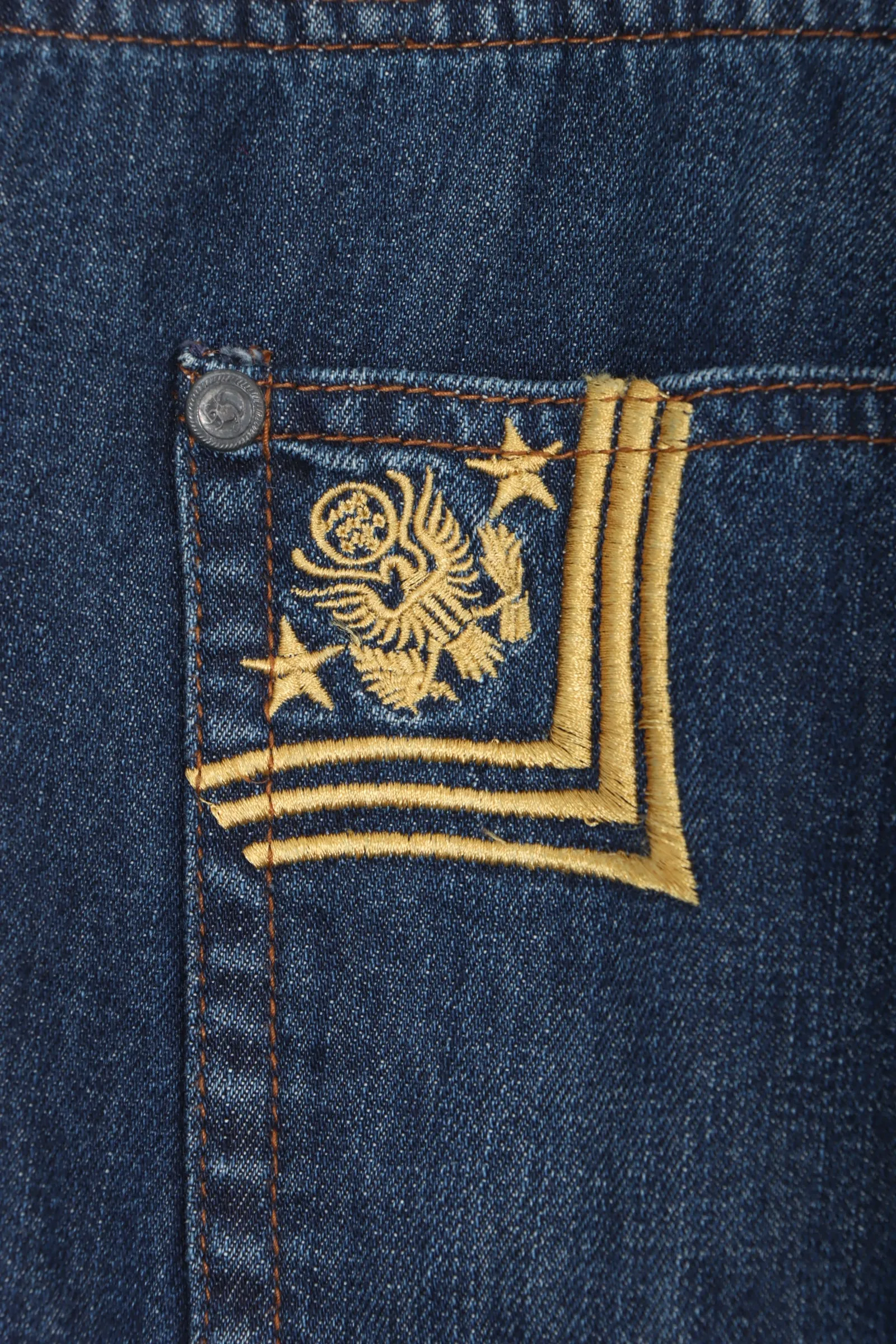 COOGI Australian Flag Embroidered Union Jack Y2K Jeans (46x34)