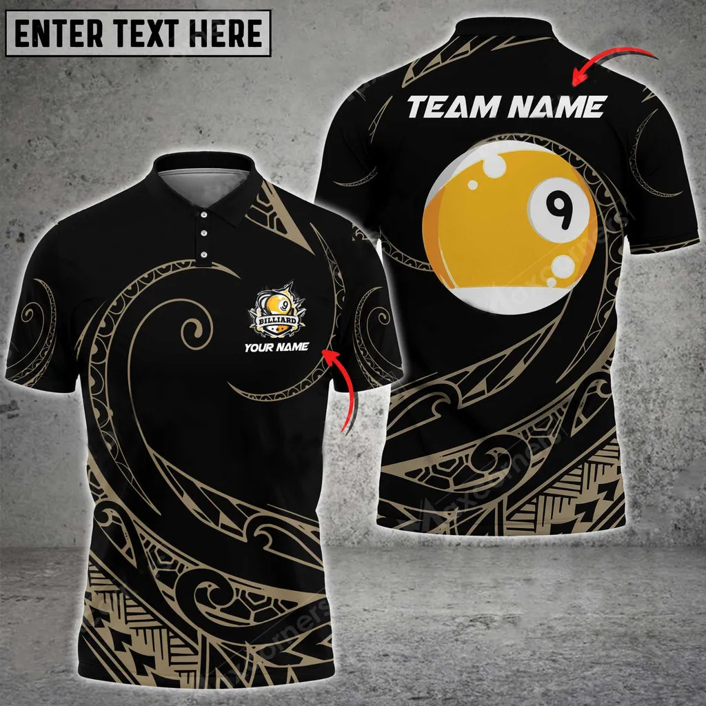 Coolspod Billiards 9 Ball Hawaii Polynesian Personalized Name, Team Name Polo Shirt