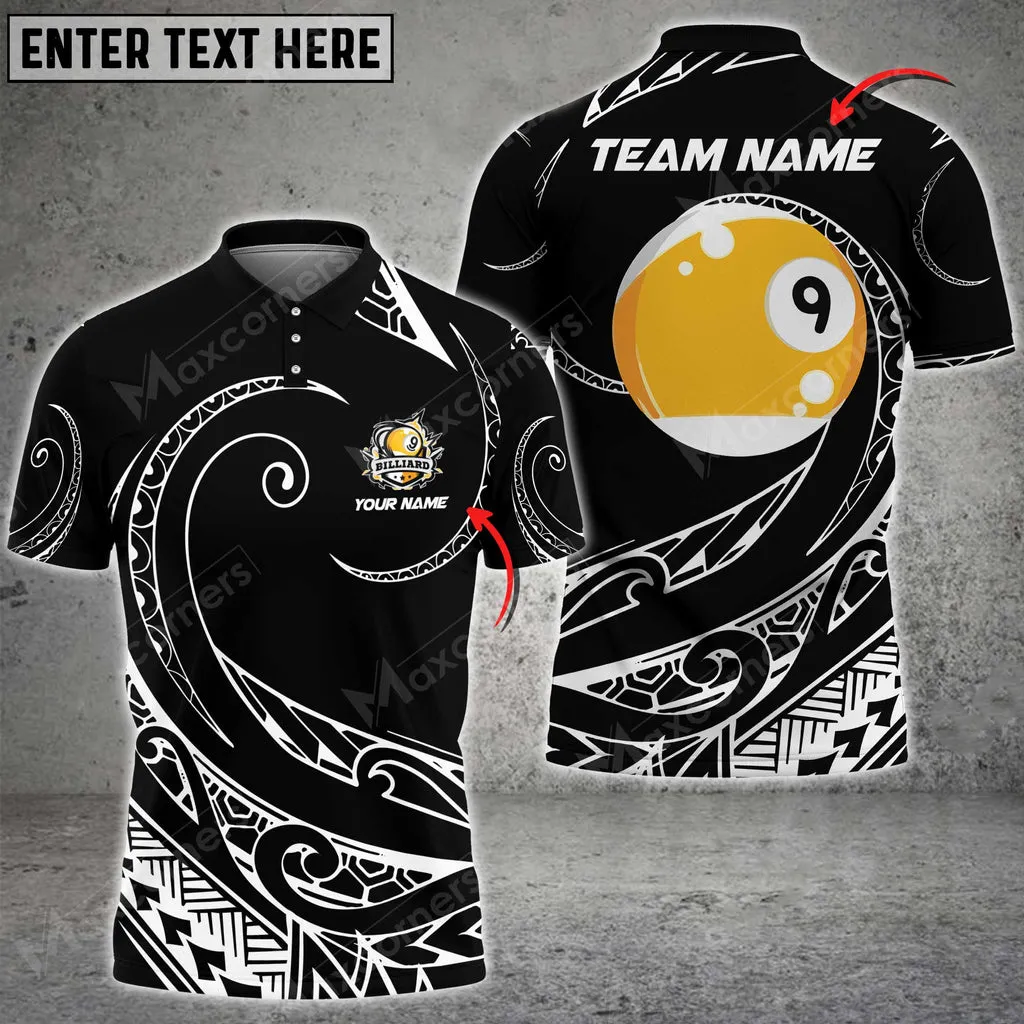 Coolspod Billiards 9 Ball Hawaii Polynesian Personalized Name, Team Name Polo Shirt