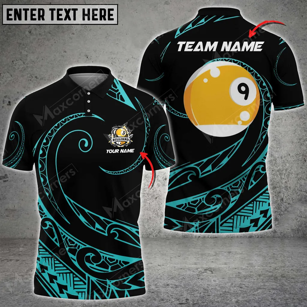 Coolspod Billiards 9 Ball Hawaii Polynesian Personalized Name, Team Name Polo Shirt
