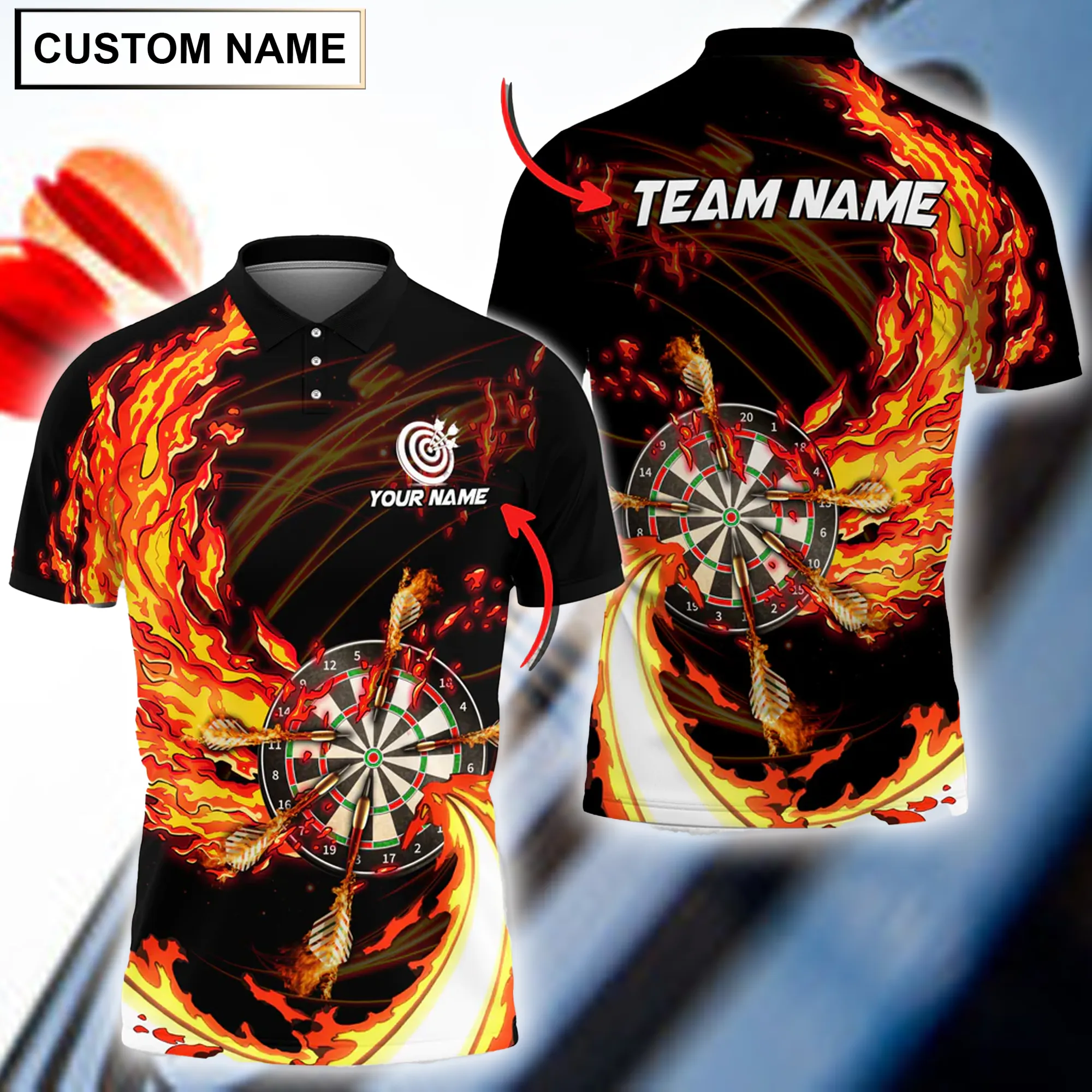 Coolspod Breath Of Fire Multilcolor Darts Personalized Name, Gift for Dart Lovers