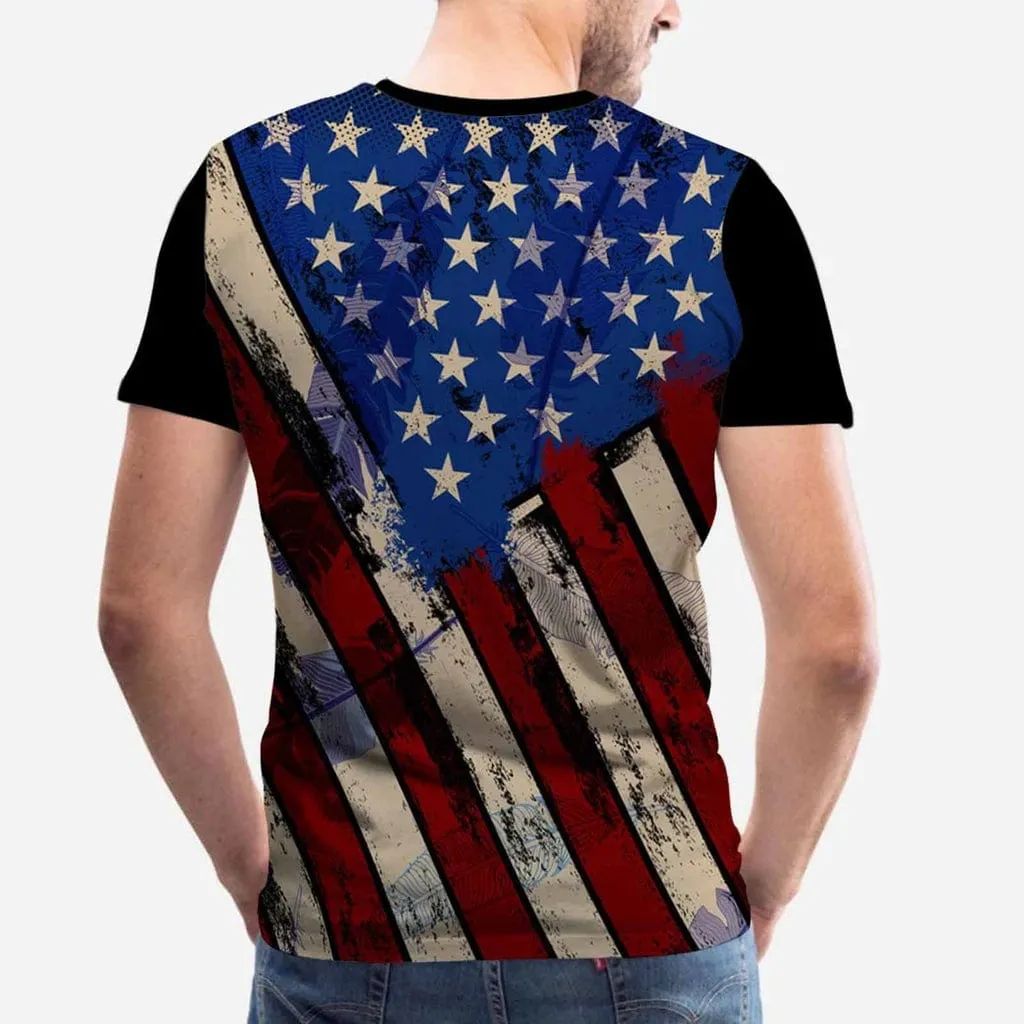 Custom Face American Flag Matching Couple All Over Print T-Shirts Made for Girlfriend Boyfriend