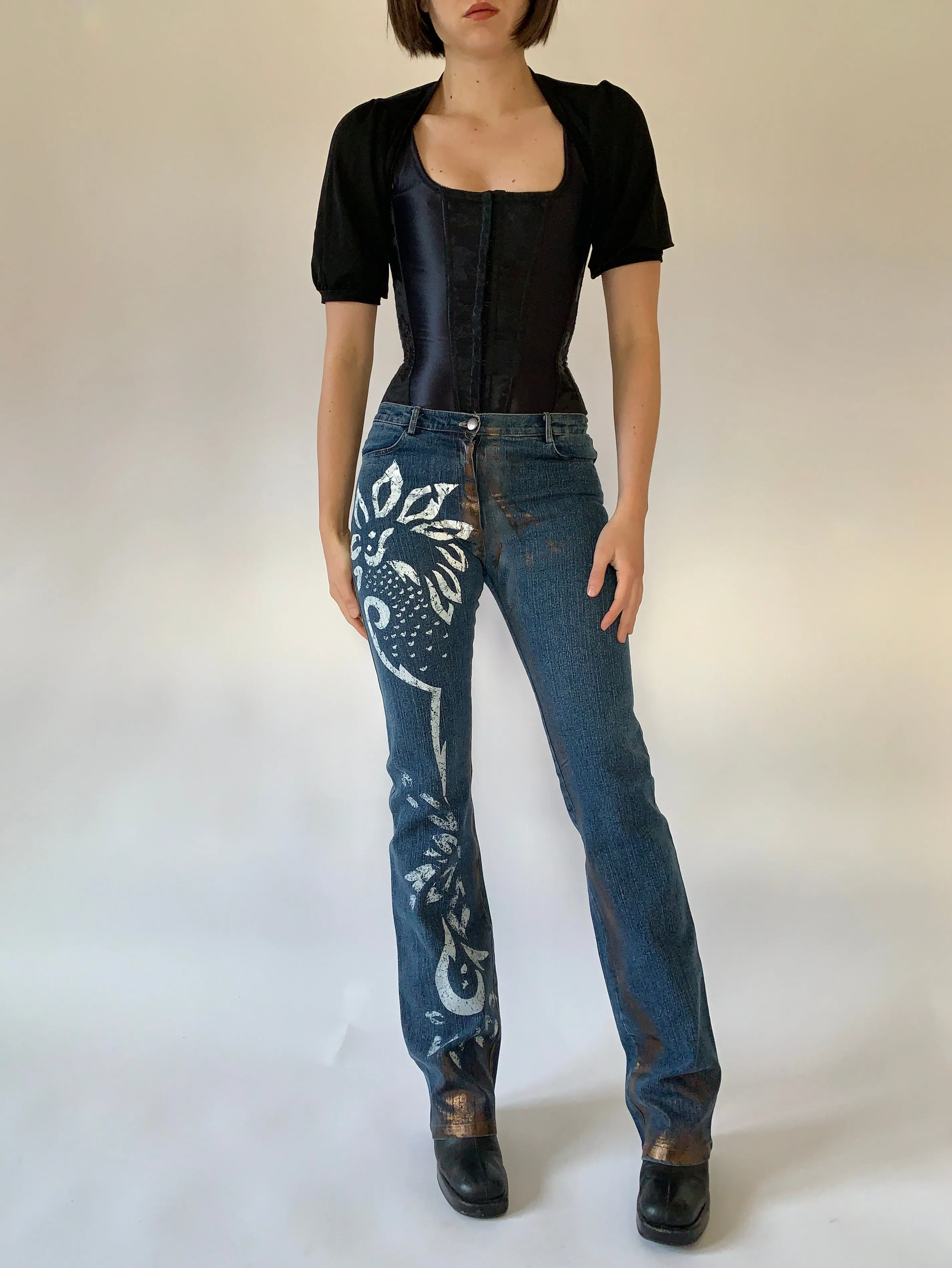 Custom Y2K Painted Jeans (S)