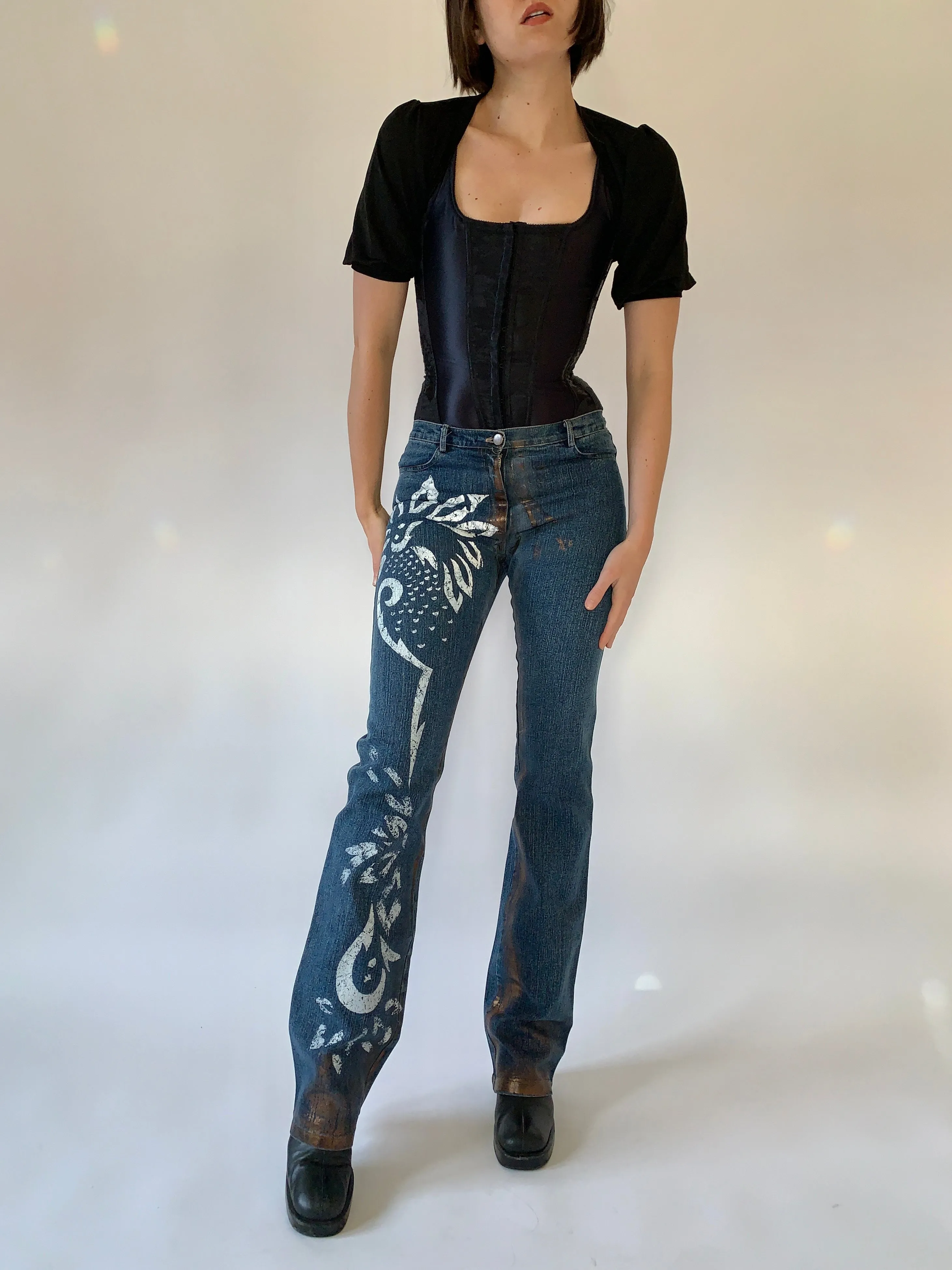 Custom Y2K Painted Jeans (S)