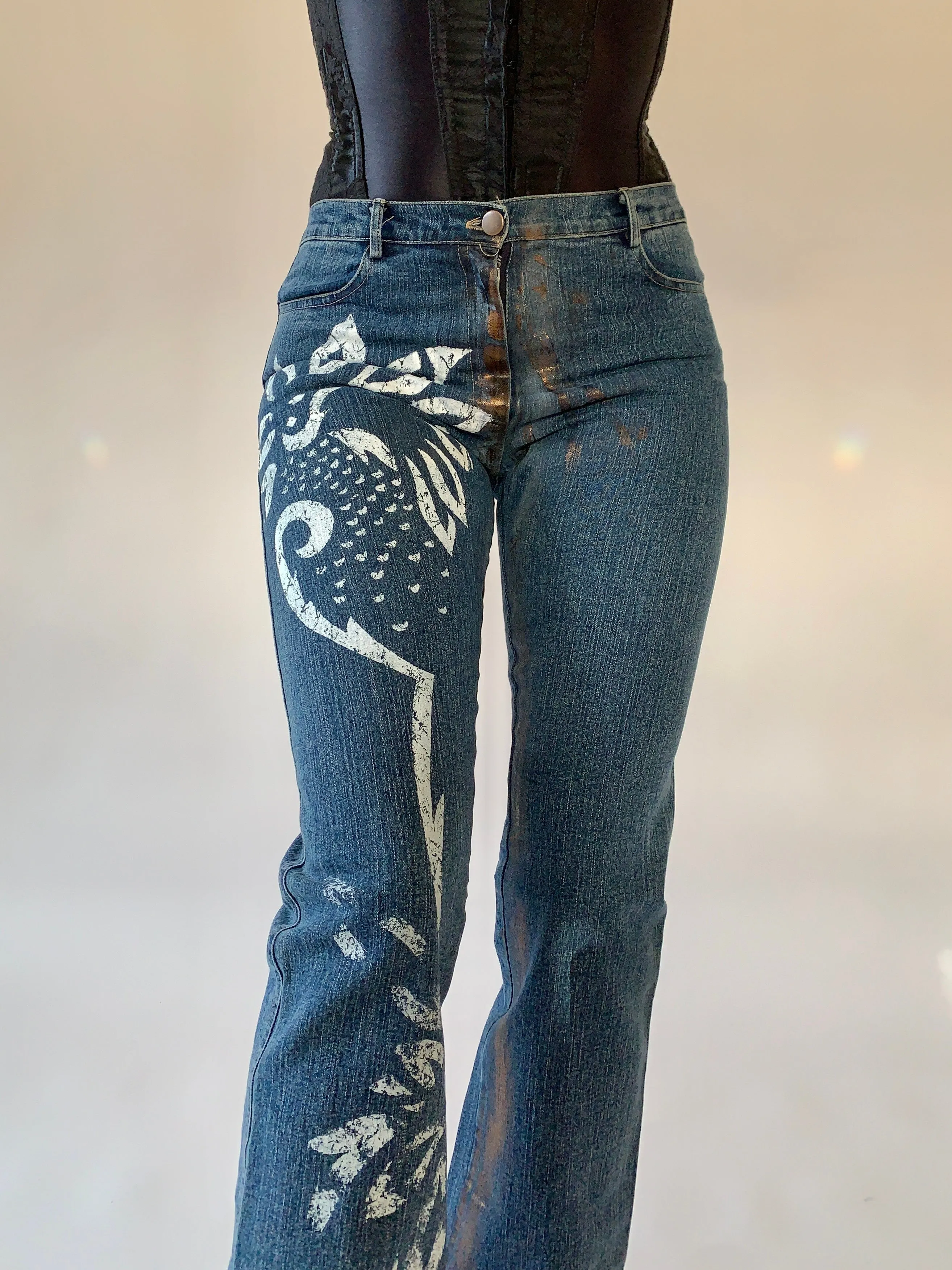 Custom Y2K Painted Jeans (S)