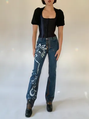 Custom Y2K Painted Jeans (S)
