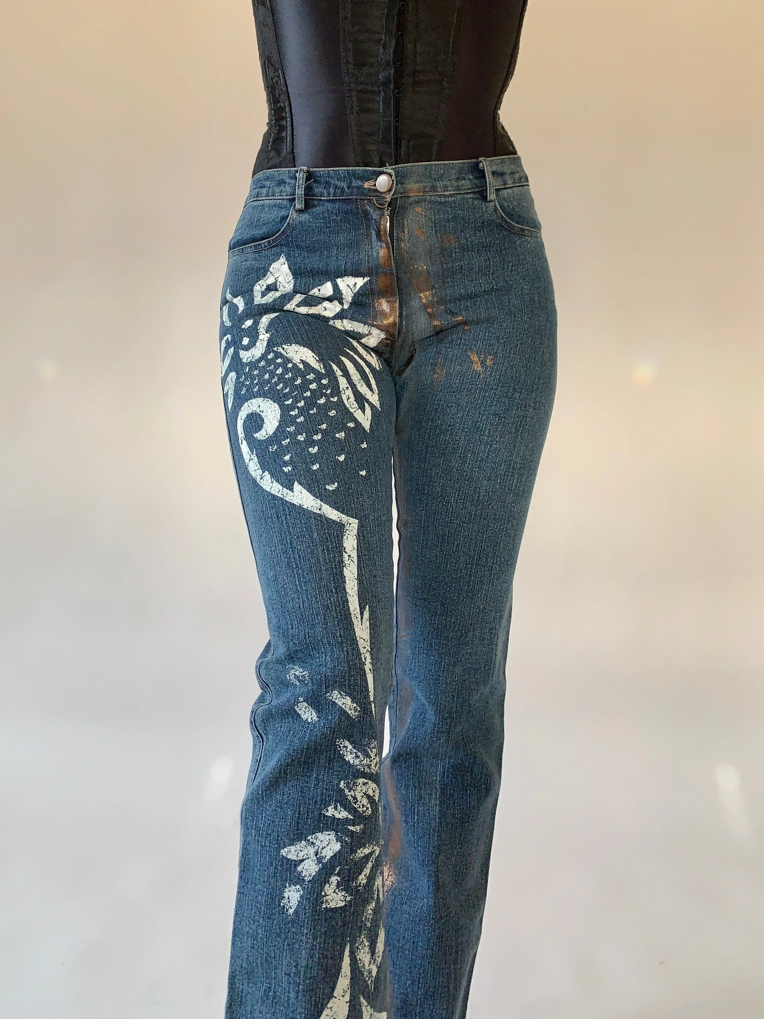 Custom Y2K Painted Jeans (S)