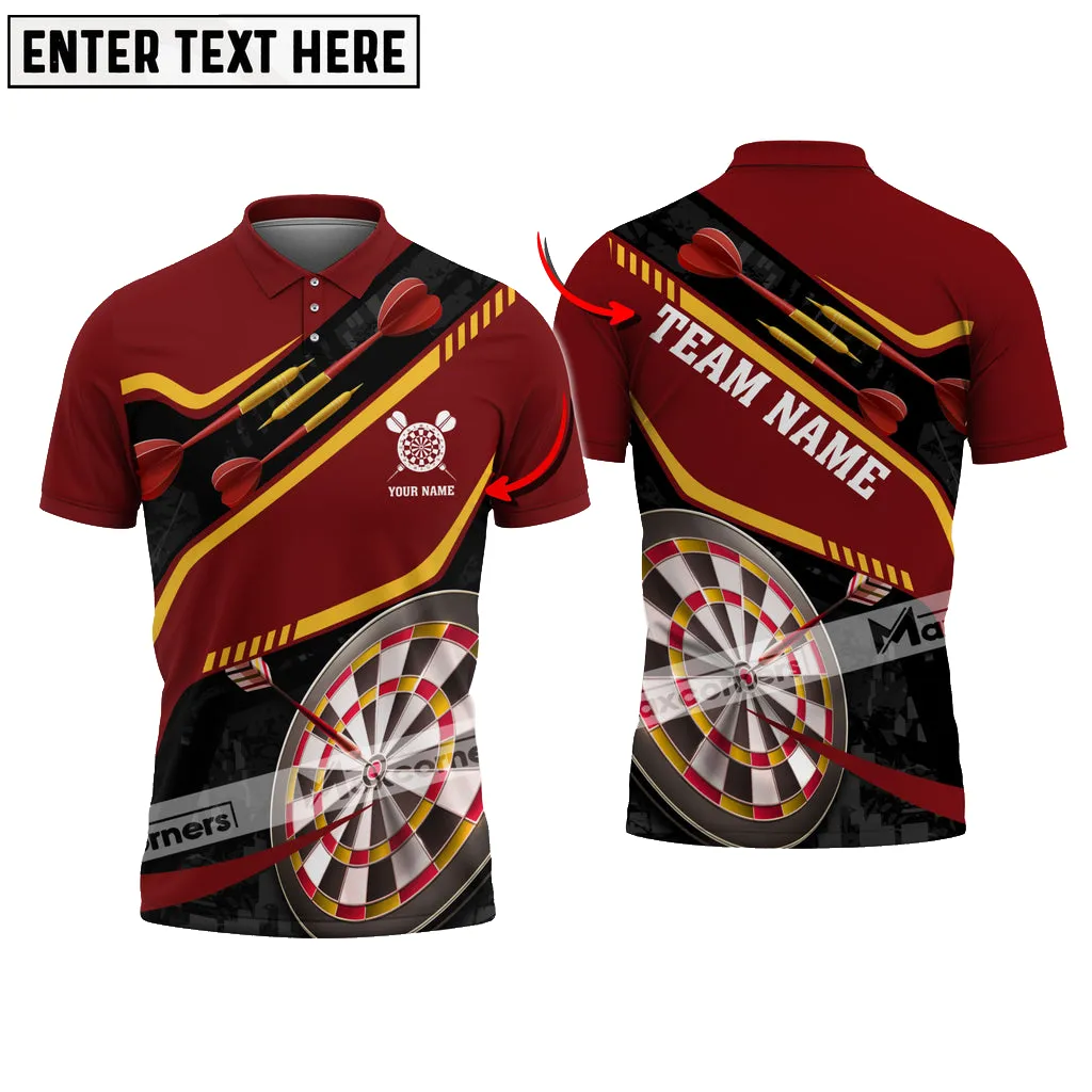 Darts and Arrow Multi Color Options Personalized Name Team Name 3D Polo Shirt, Best Shirt for Dart Lovers