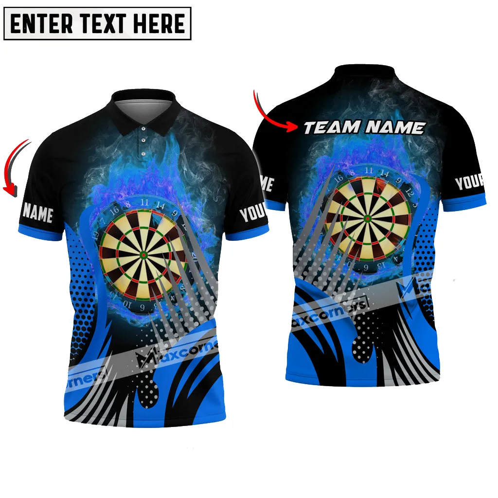 Darts Fire Color Options Personalized Name, Team Name 3D Polo Shirt, Dartboard Fire Shirt