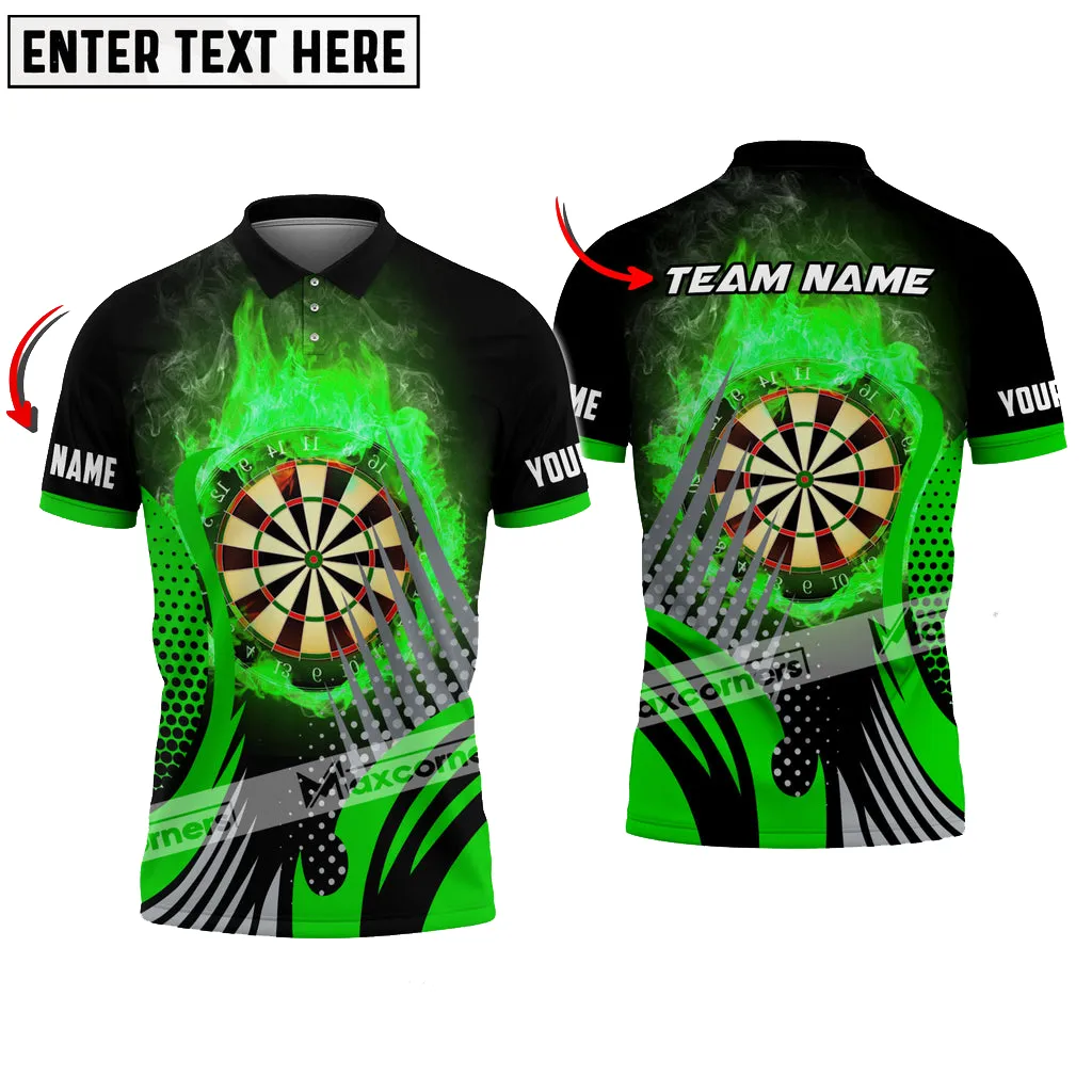Darts Fire Color Options Personalized Name, Team Name 3D Polo Shirt, Dartboard Fire Shirt