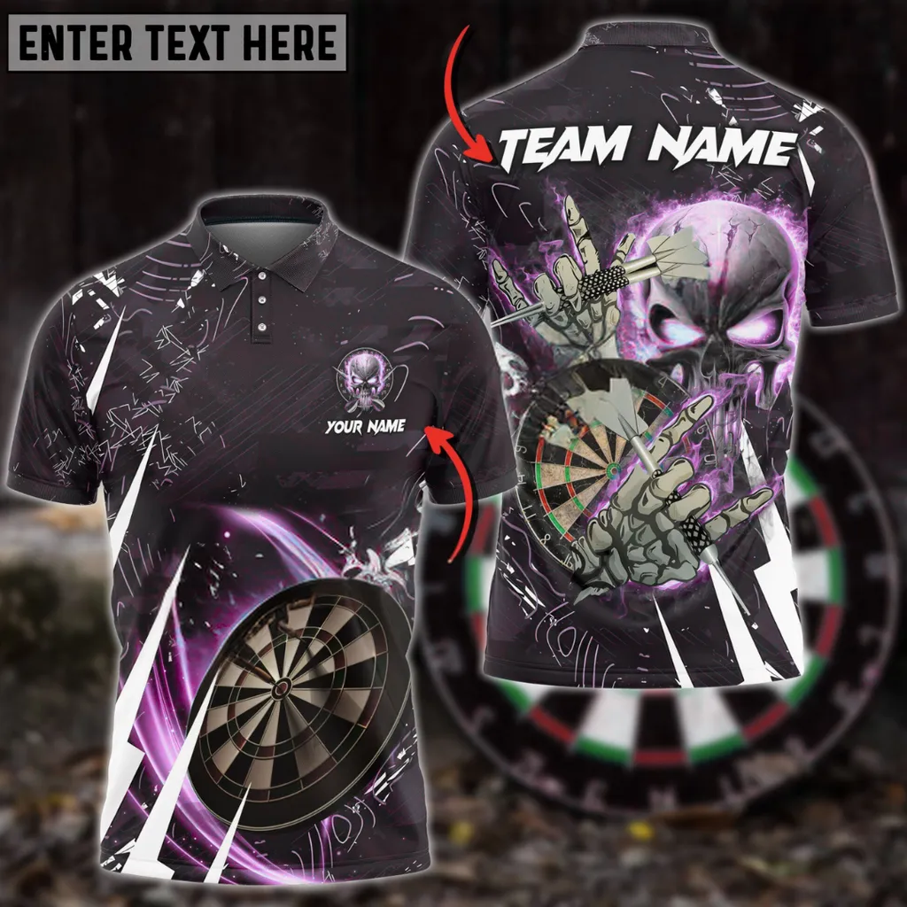 Darts Skull Of Punishment Multicolor Options Personalized Name, Team Name 3D Polo Shirt