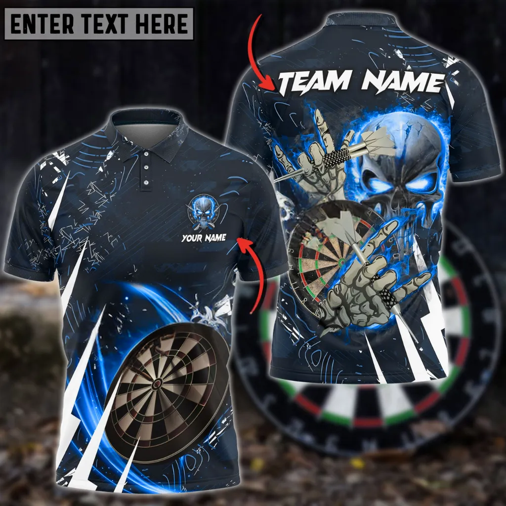 Darts Skull Of Punishment Multicolor Options Personalized Name, Team Name 3D Polo Shirt