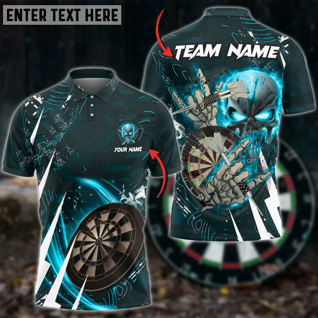 Darts Skull Of Punishment Multicolor Options Personalized Name, Team Name 3D Polo Shirt
