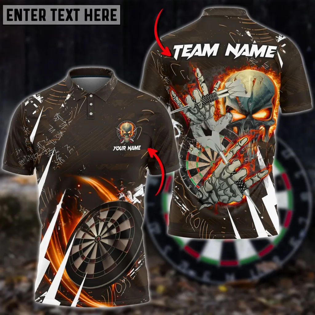 Darts Skull Of Punishment Multicolor Options Personalized Name, Team Name 3D Polo Shirt