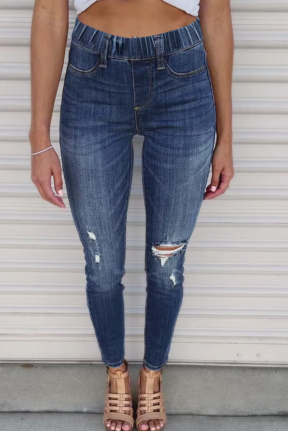 Distressed High Waist Skinny Jeans
