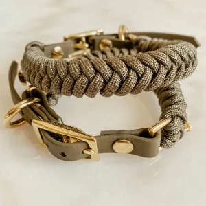 dog collar - golden olive - paracord