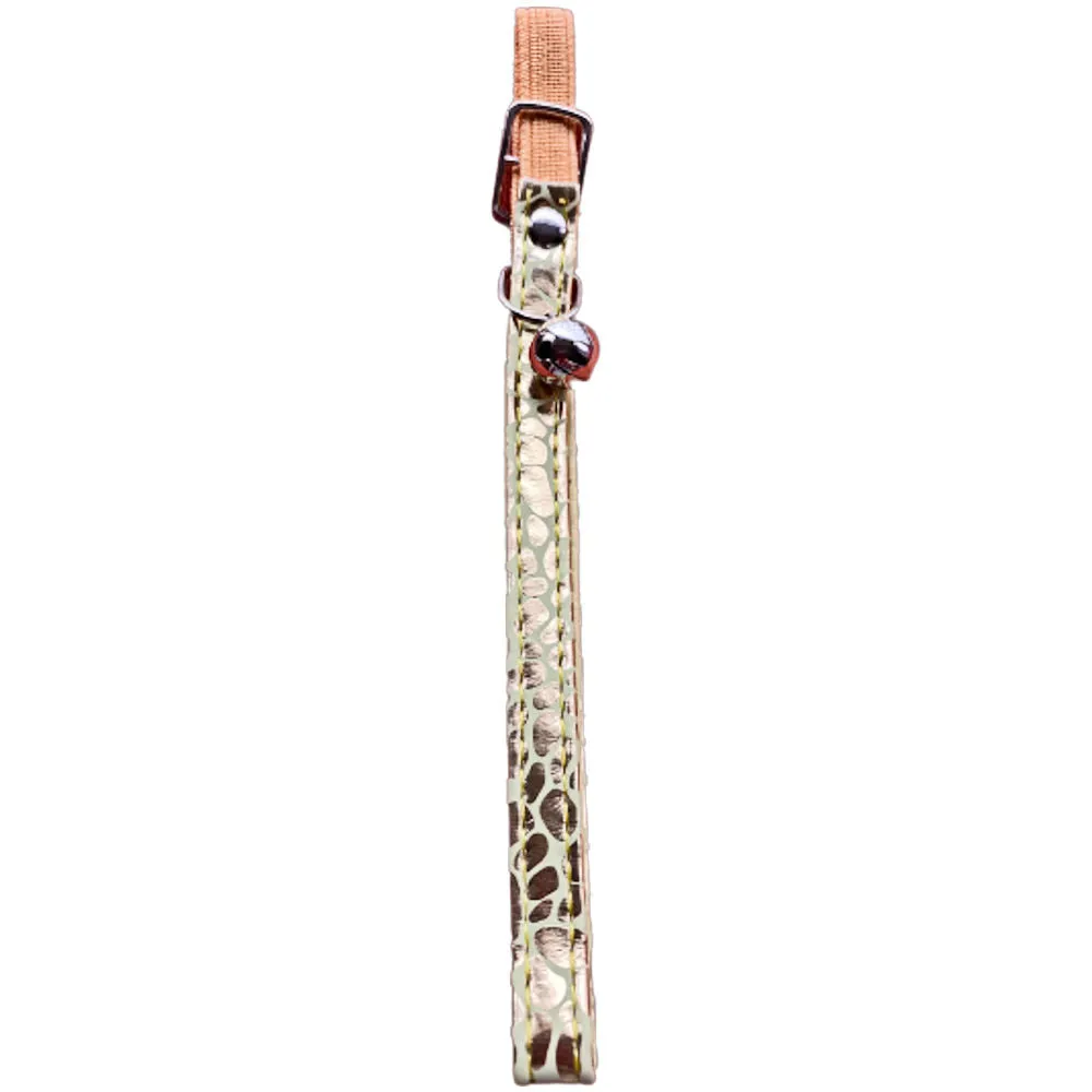 Elastic Cat Collar Animal Print Gold - Adjustable Comfortable Durable Pet Accessory