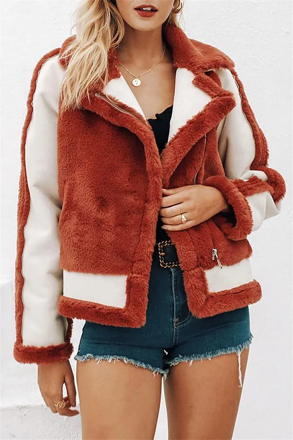 elveswallet Plush Faux Fur Zipper Jacket