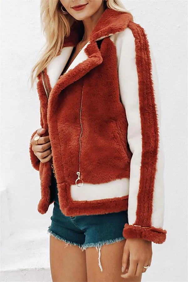 elveswallet Plush Faux Fur Zipper Jacket