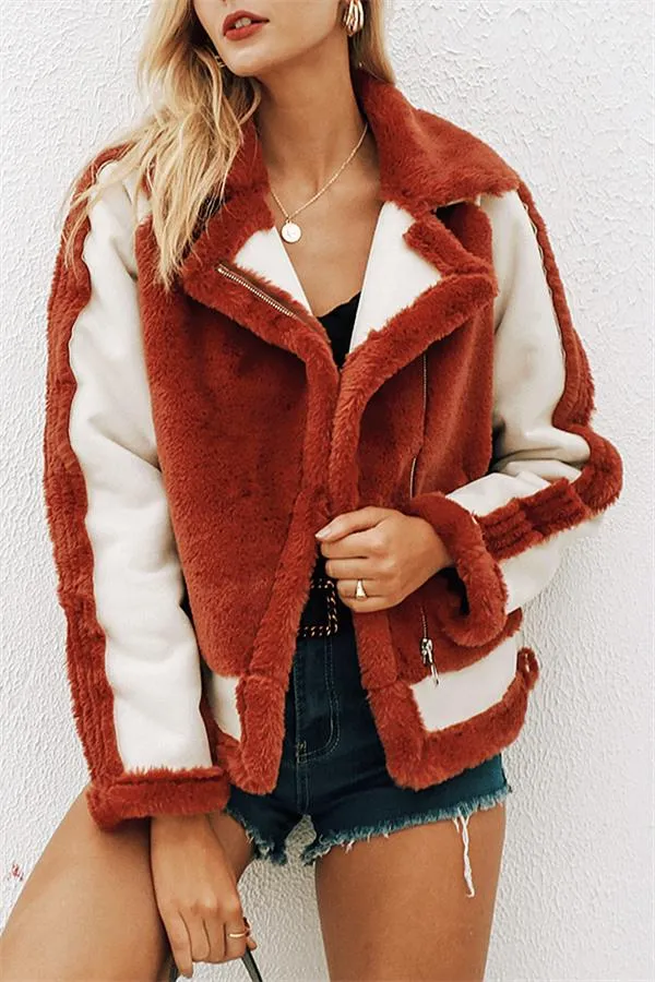 elveswallet Plush Faux Fur Zipper Jacket