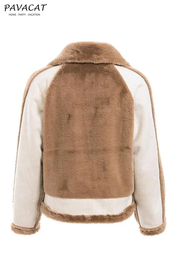elveswallet Plush Faux Fur Zipper Jacket