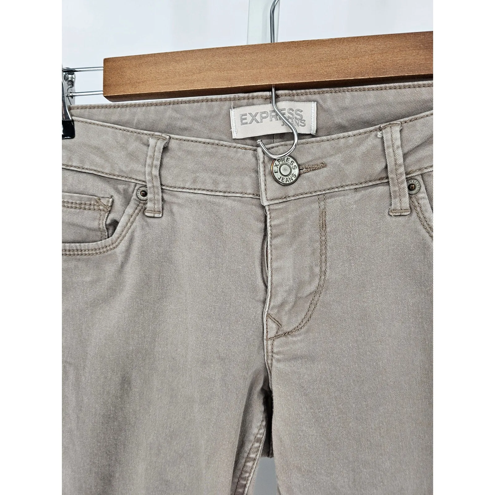 Express Womens Sz 4 Low Rise Skinny Jeans Taupe Beige Gray