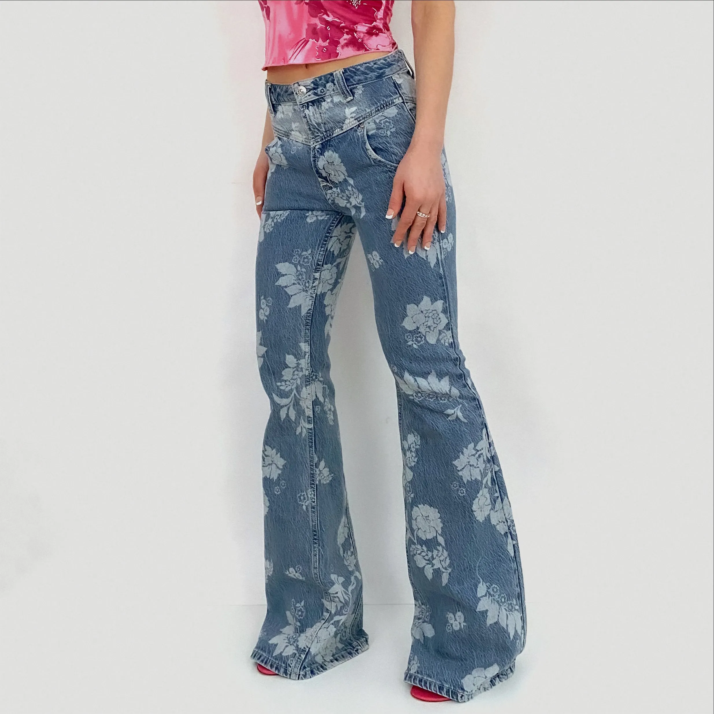 Floral Denim Flares - Size 25