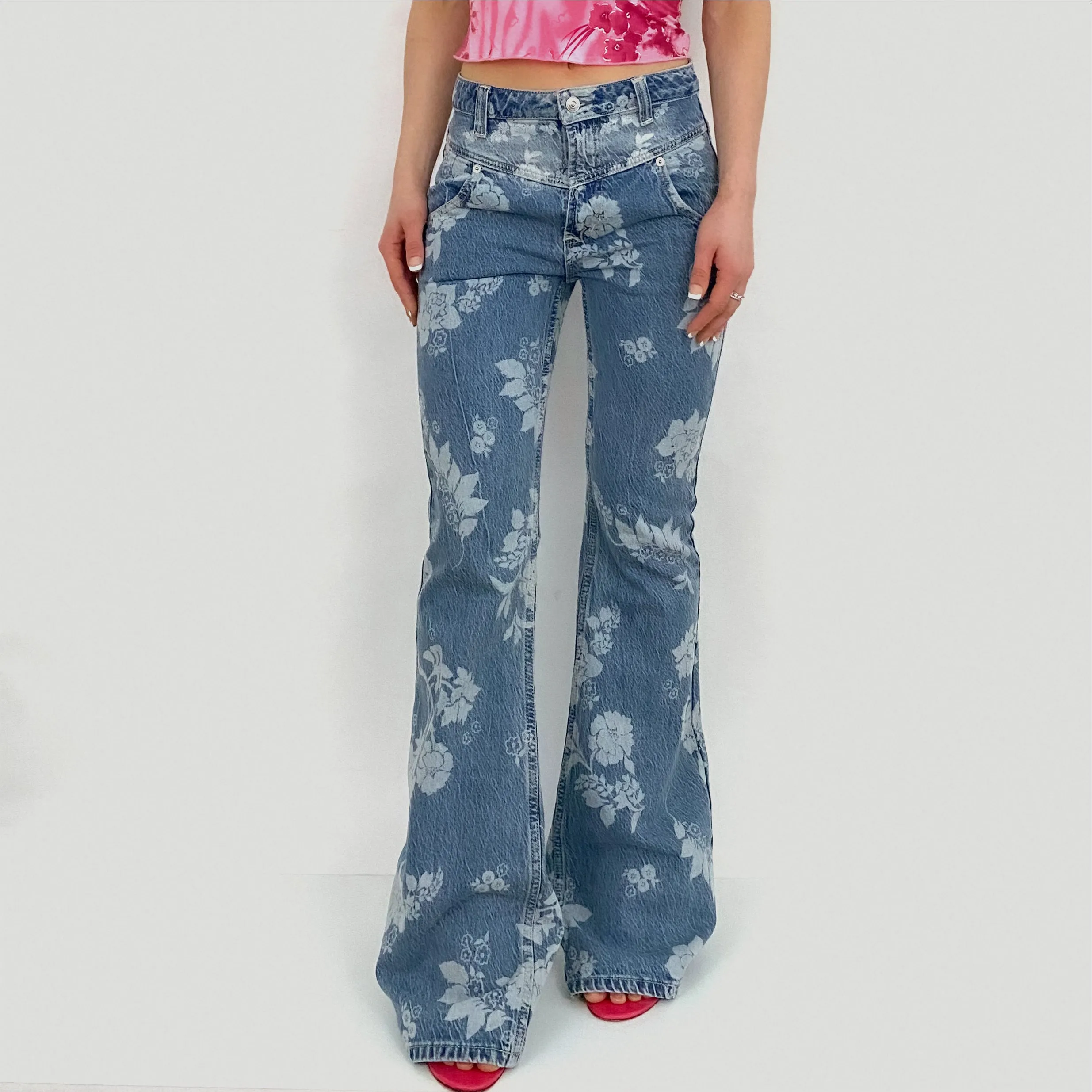 Floral Denim Flares - Size 25