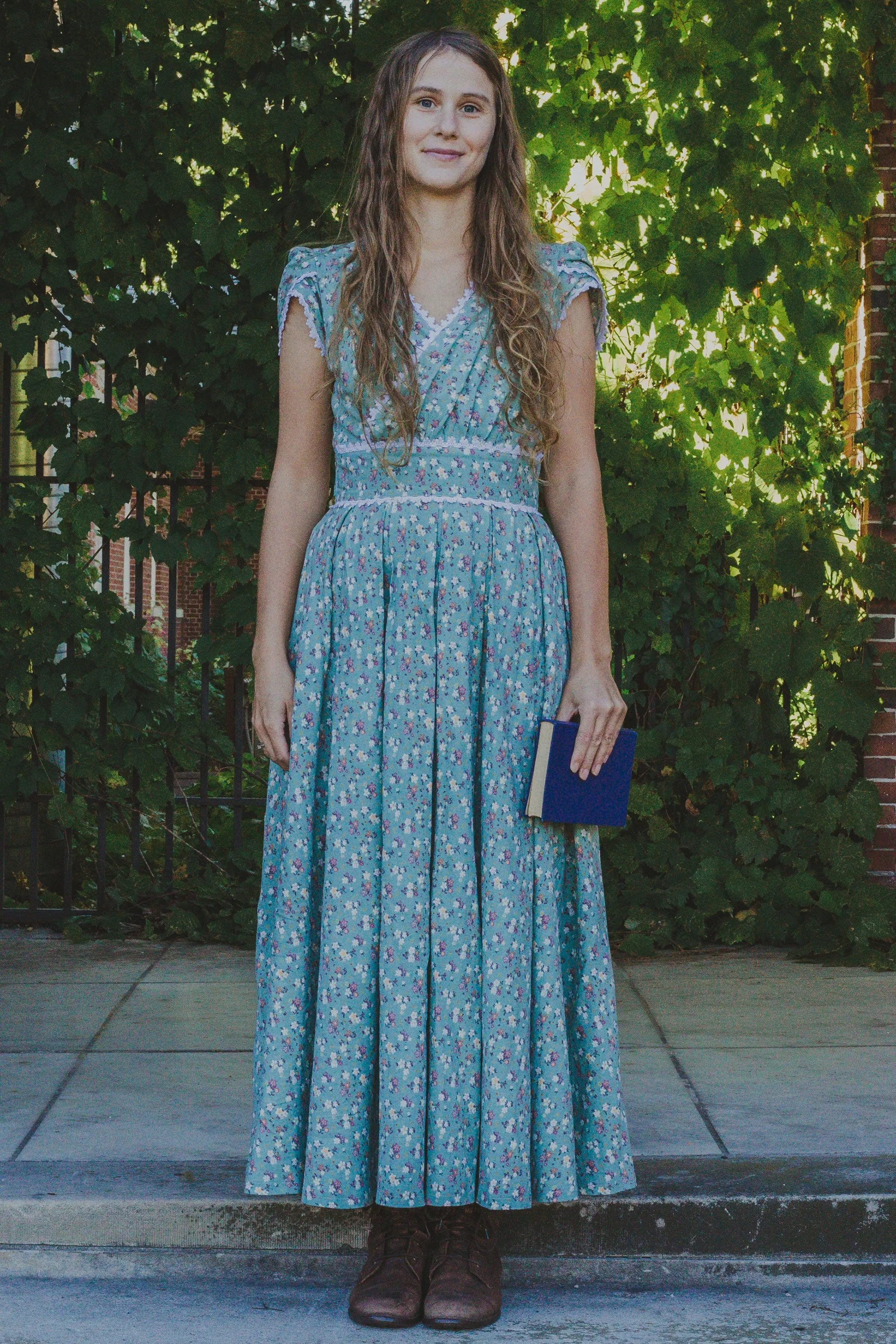 Floral Empire Waist Linen Dress 2411