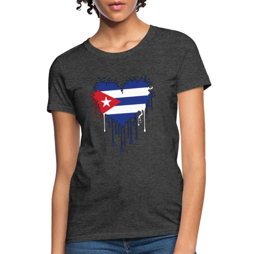 Heart of Cuba Flag Women's Contoured T-Shirt