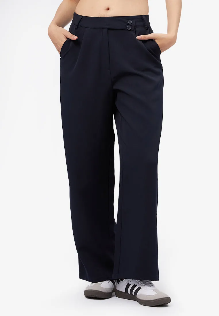 High Waist Pants with Double Button