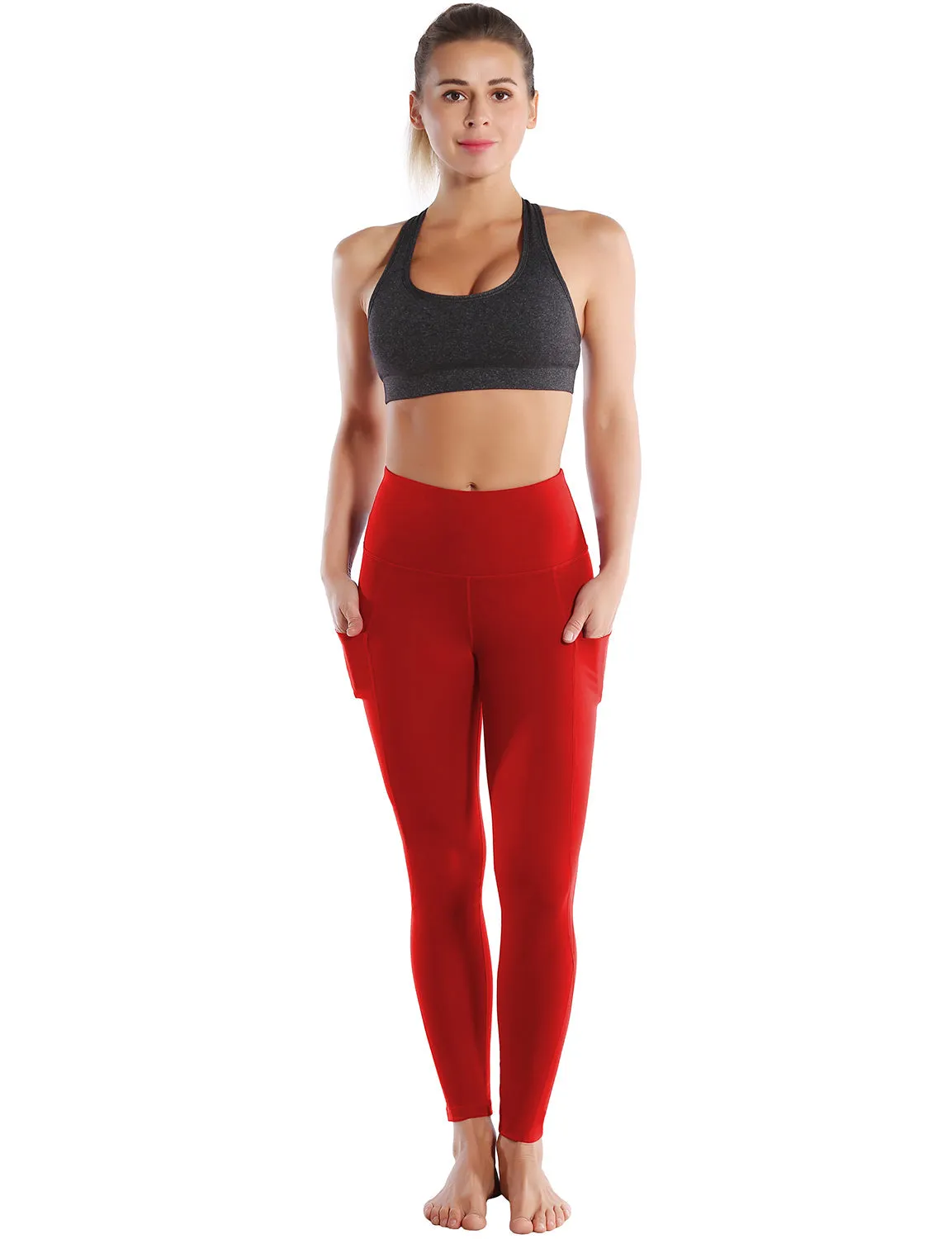 High Waist Side Pockets Jogging Pants scarlet_Jogging