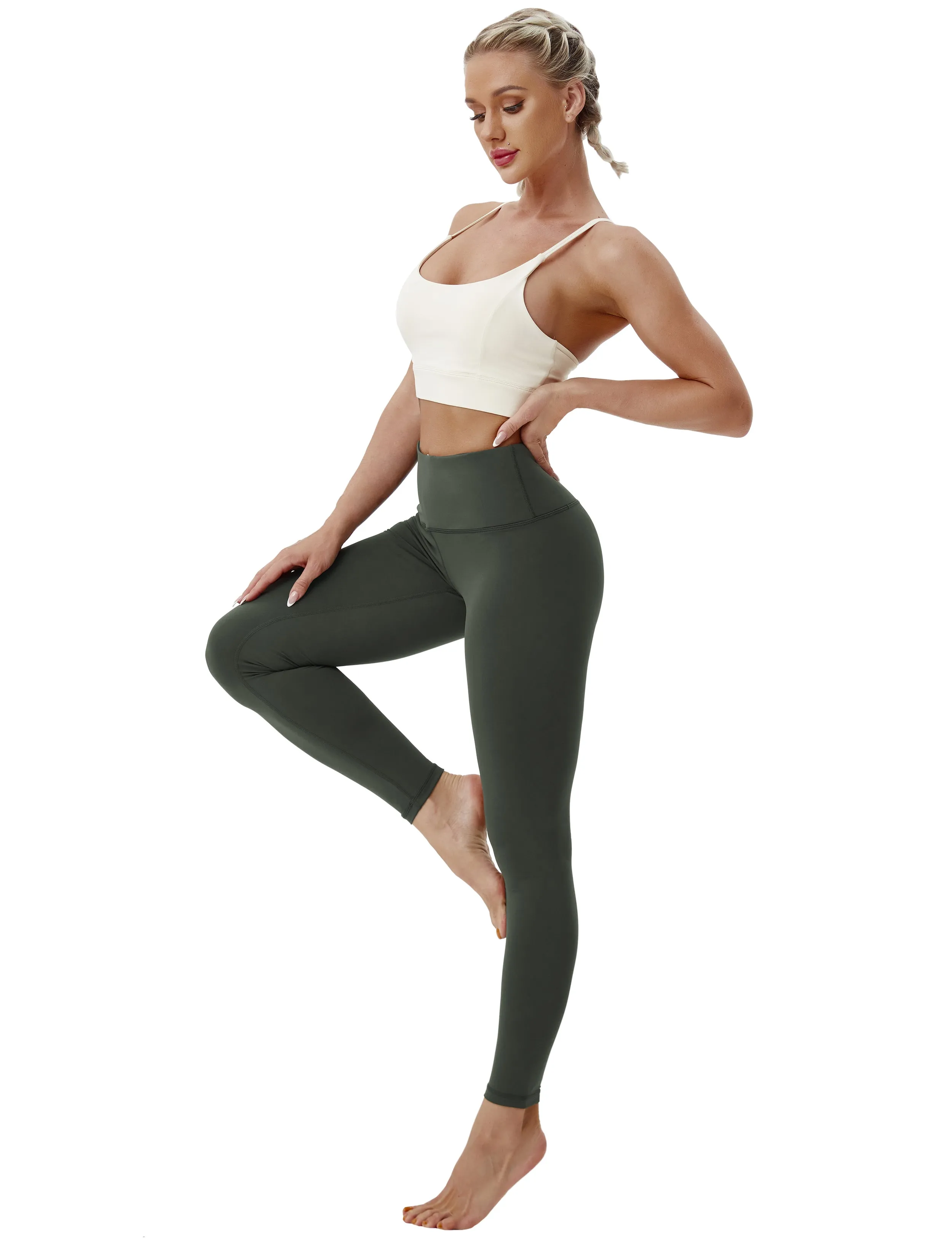 High Waist Tall Size Pants olivegray_Tall Size