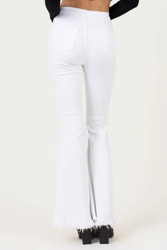 High Waisted White Flare Leg Jeans
