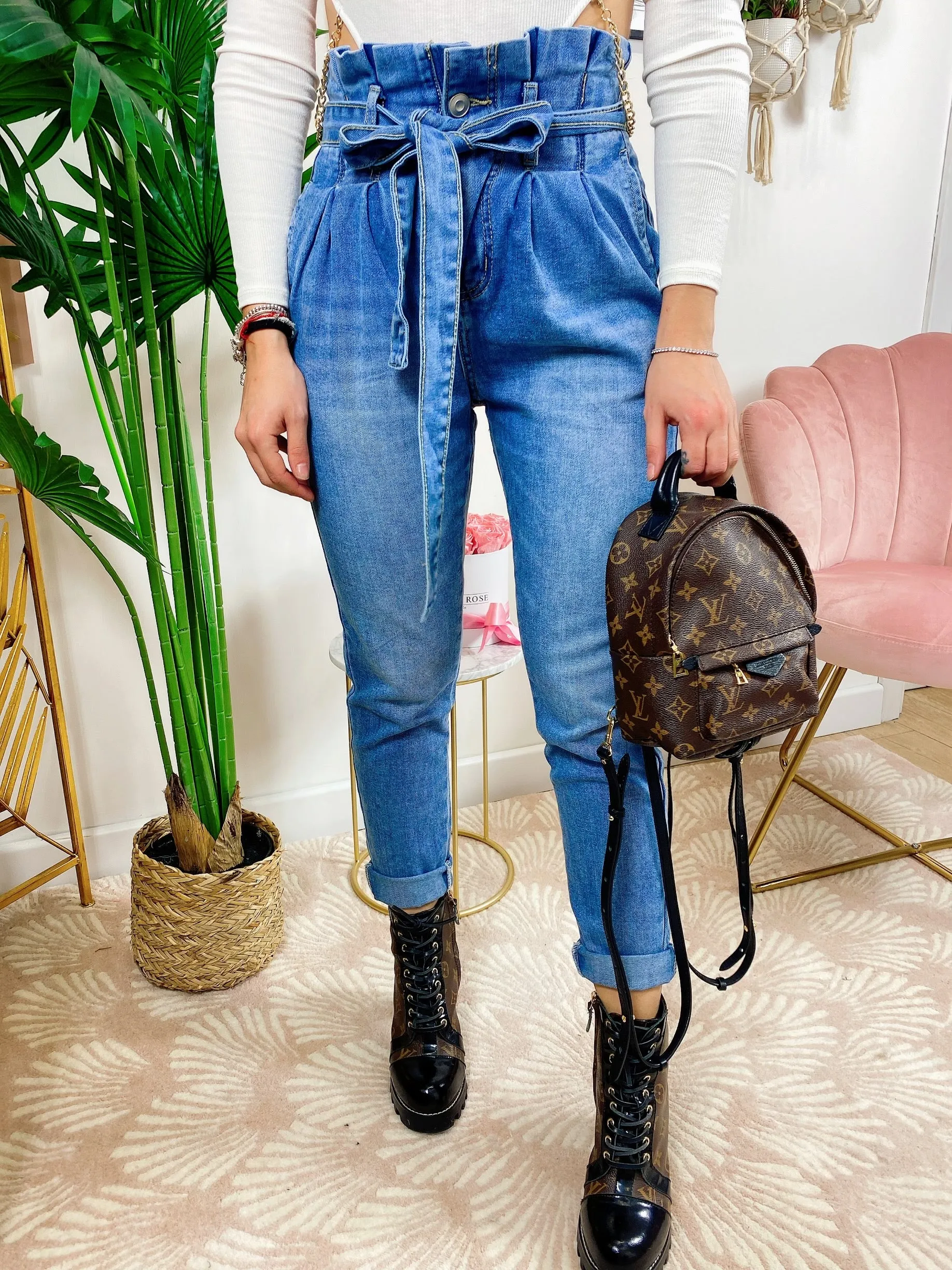 Jeans Boyfriend con fiocco