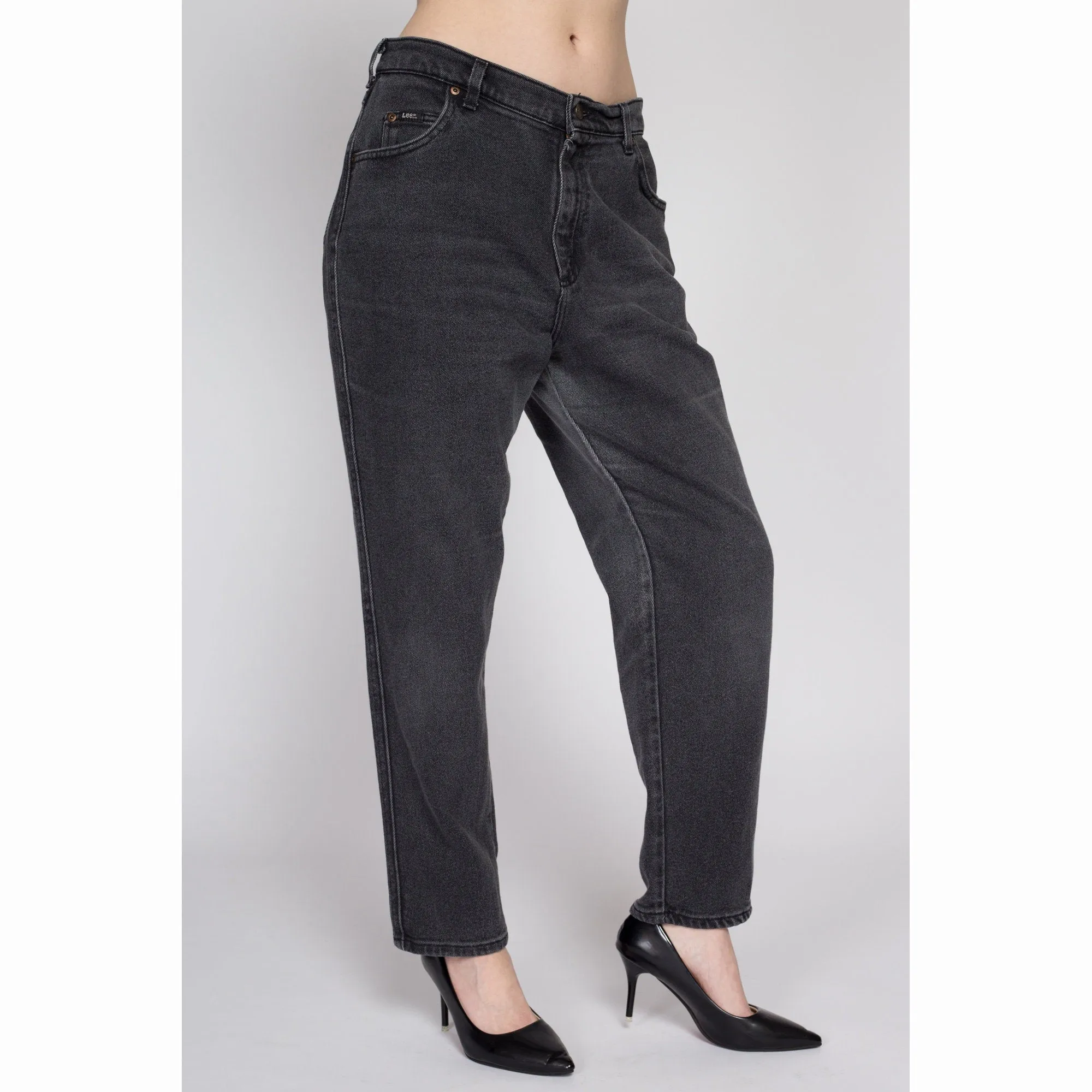 Large 90s Lee Faded Black High Waisted Jeans 32"-34"